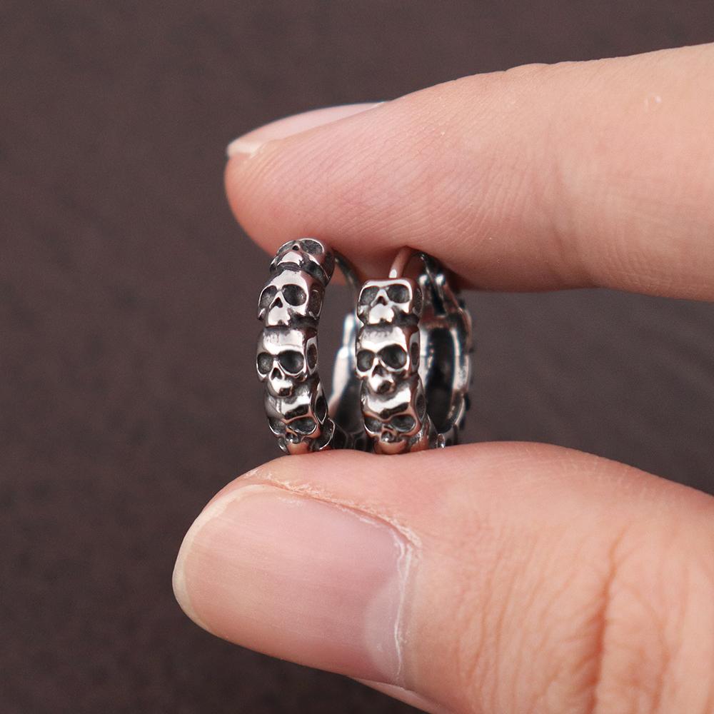 Punk Hip Hop Skull Hoop Earrings for Women Stainless Steel Trendy Charm Skeleton Hoop Earring Gothic Male Pop Jewelry