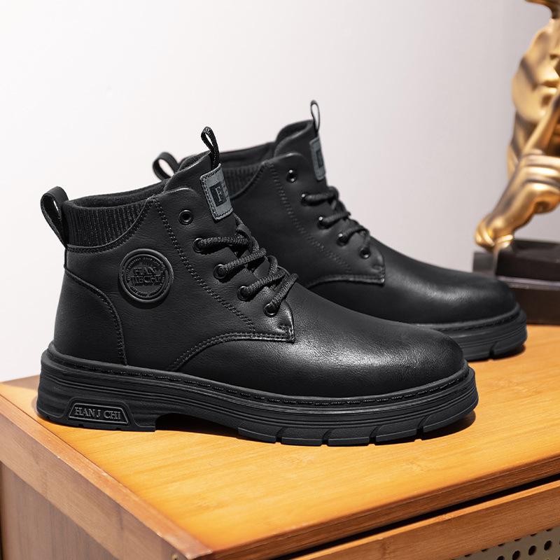 Martin Boots Men's Autumn and Winter 2024 New Men's Retro British Style Casual Heightening Thick-soled Tooling Non-slip Leather Boots