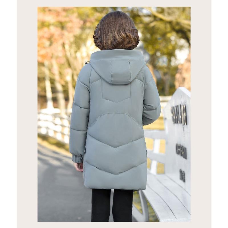Winter Cotton Padded Jacket Hooded Fleece Thick Parkas Warm Loose Long Overcoat Middle Aged Coat