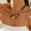 New Popular National Style Accessories Necklace Multi-pendant Gold-plated Retro Sun Flower Heart-shaped Stainless Steel Jewelry Jewelry