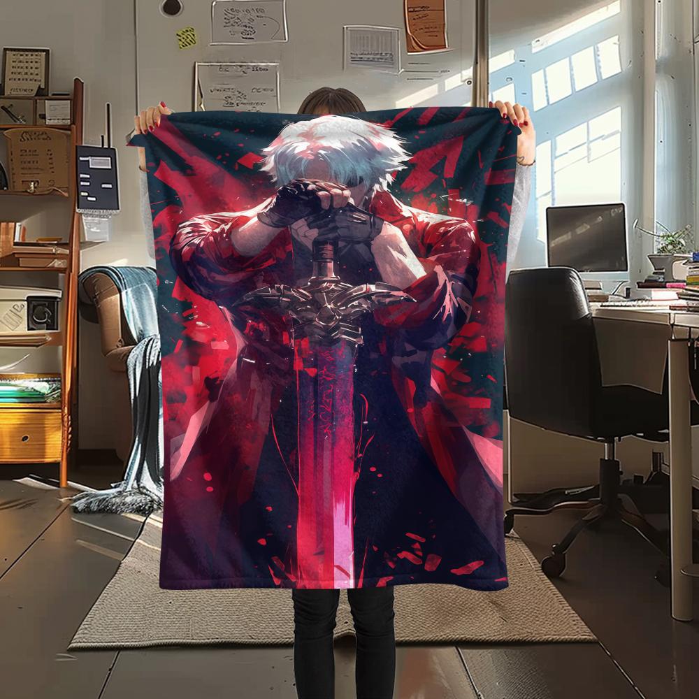 1PC Devil May Cry Print Flannel Blanket, High Quality All Seasons, Home Decor, Warmth and Comfort, Perfect for Christmas Gifts