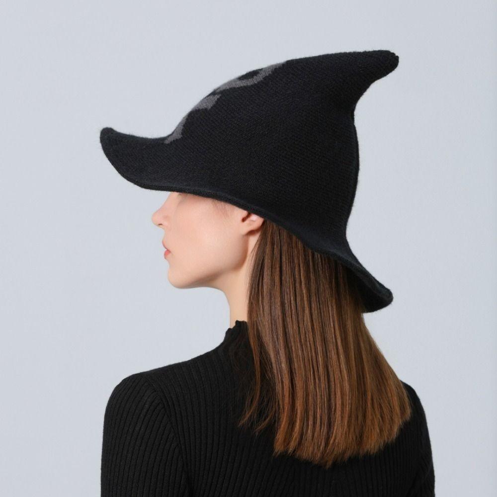 Coseplay Wizard Black Hat Masquerade Hat Wool Knit Hat Unique Halloween Witch Hat  Festival