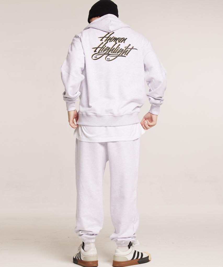 CREAM SODA LAB Human Highlight Logo Jogger Pants Light Gray Yellow