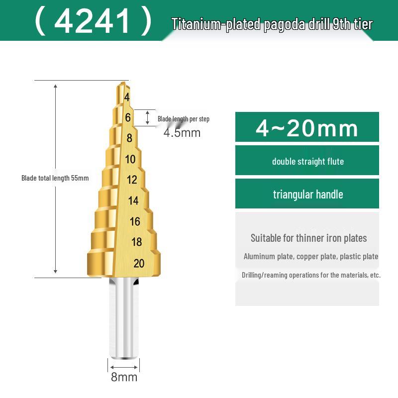 Cobalt-Stepped Twist Drill Bit for Hand Drills - Ideal for Steel & Stainless Steel