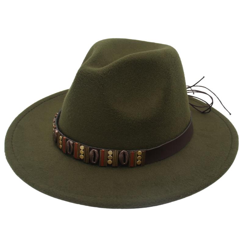 Ethnic Jazz Hat Metal Shell Belt Accessories Top Hat Dress Concave Gentleman Hat
