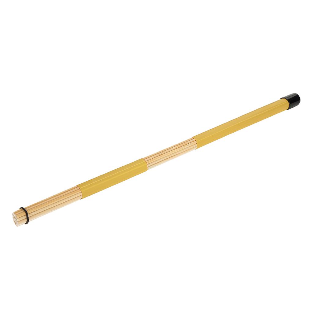 1 Pair Practical Bamboo Drum Brushes Sticks Rod Drumsticks Music Instrument Accessory (Yellow)