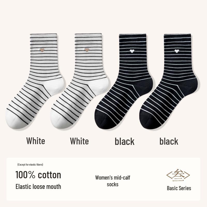 Women's 100% Cotton Mid-Calf Seamless Scrunch Socks - New Autumn/Winter Collection