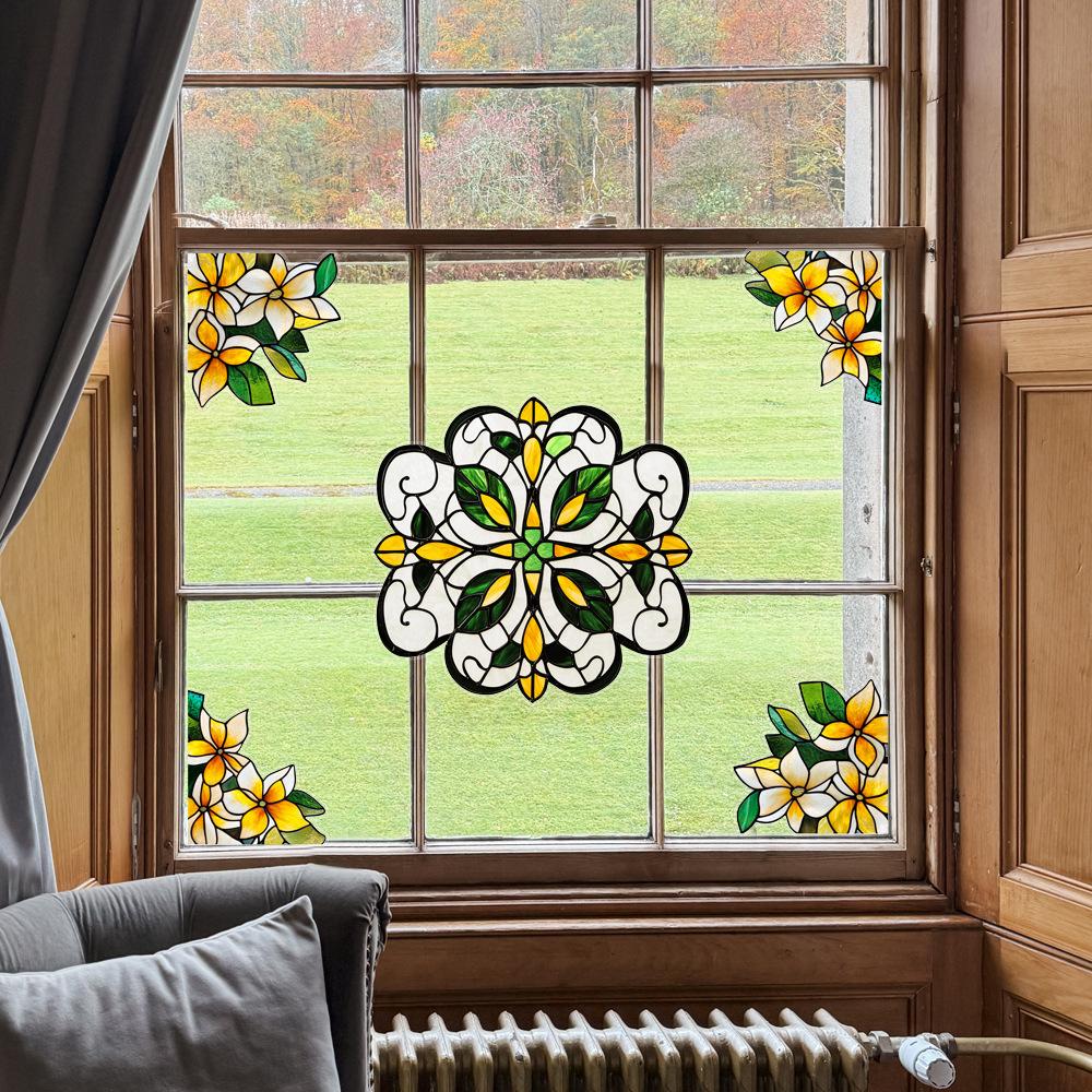 Colorful Window Film PVC Electrostatic Church Glass Decal Wall Sticker Art Mural Wallpaper for Home Decoration