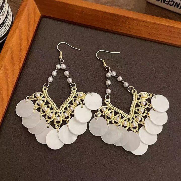 Bohemian ethnic style fringed earrings long niche woven feather earrings new travel wear earrings women