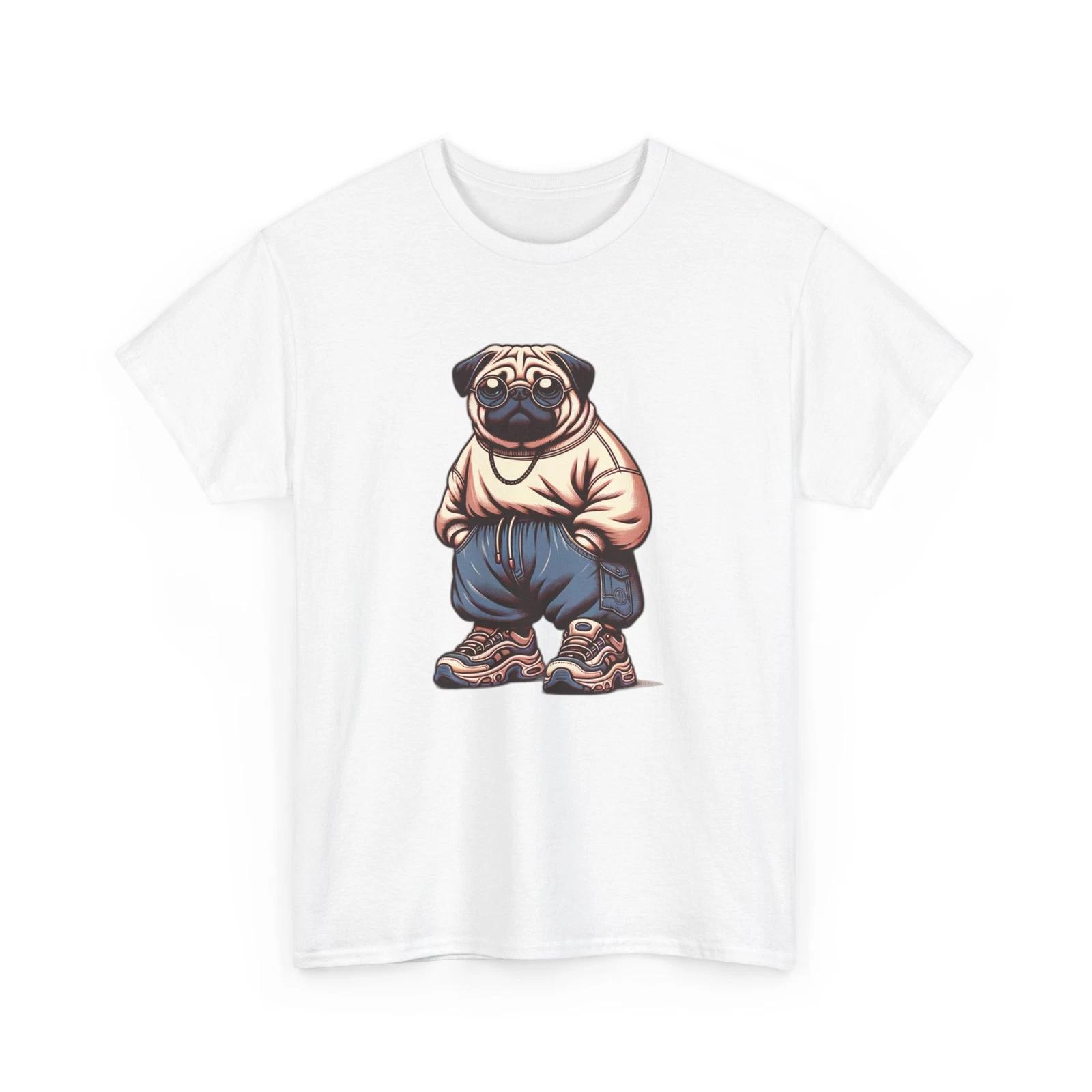 

Unisex Adult T Shirt Vintage Style Pug Dog Rocking Retro Clothes Streetwear Tee 4XL