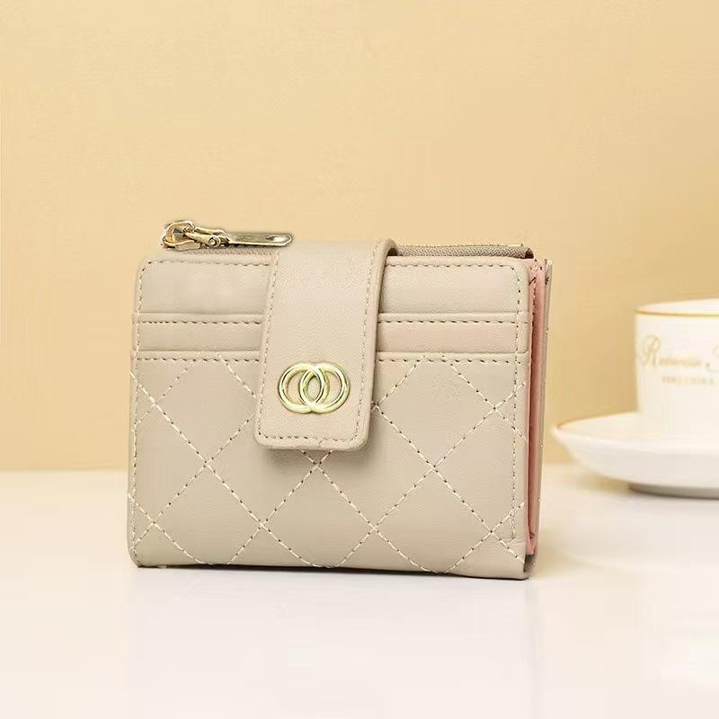 Women's Wallet Short Solid Color Wallet Card Bag Integrated Multi functional Zipper Zero Wallet