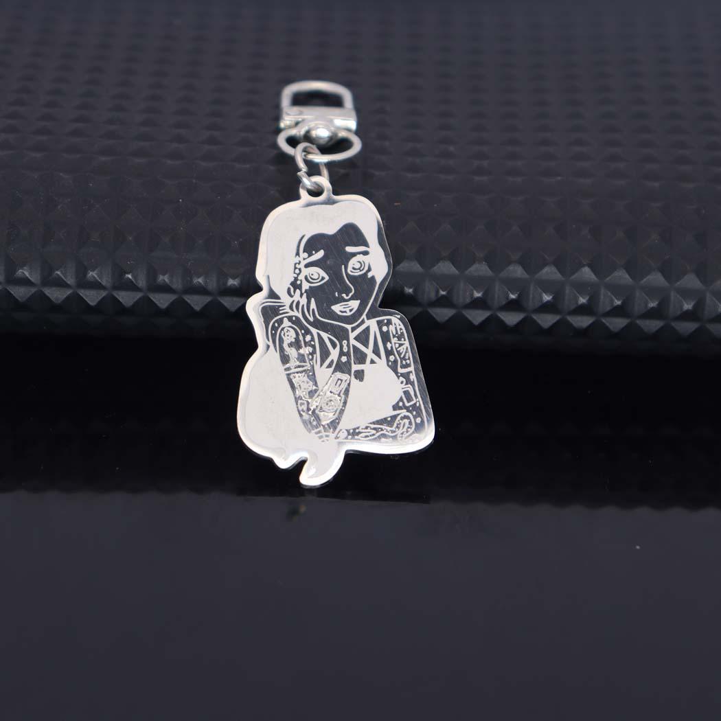 Trendy Stainless Steel Girl Pendant Keychain & Bag Charm серебряный