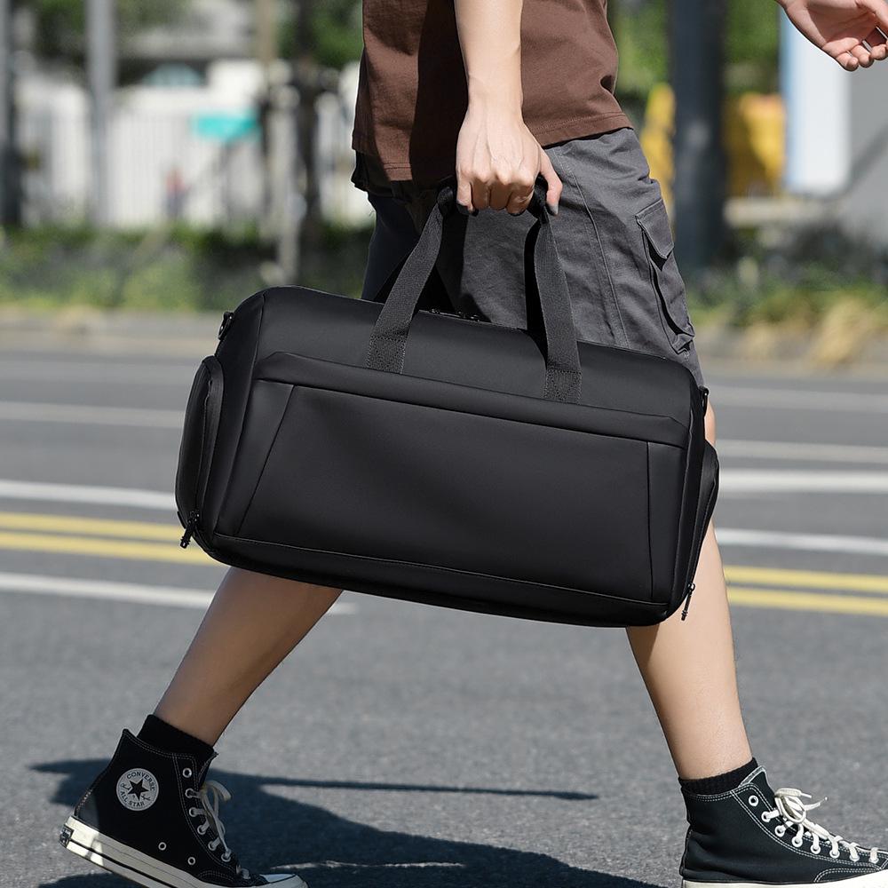 Compact Gym Duffel Bag with Shoe Compartment, Large-Capacity Travel Bag, Trolley-Attachable Sports Handbag