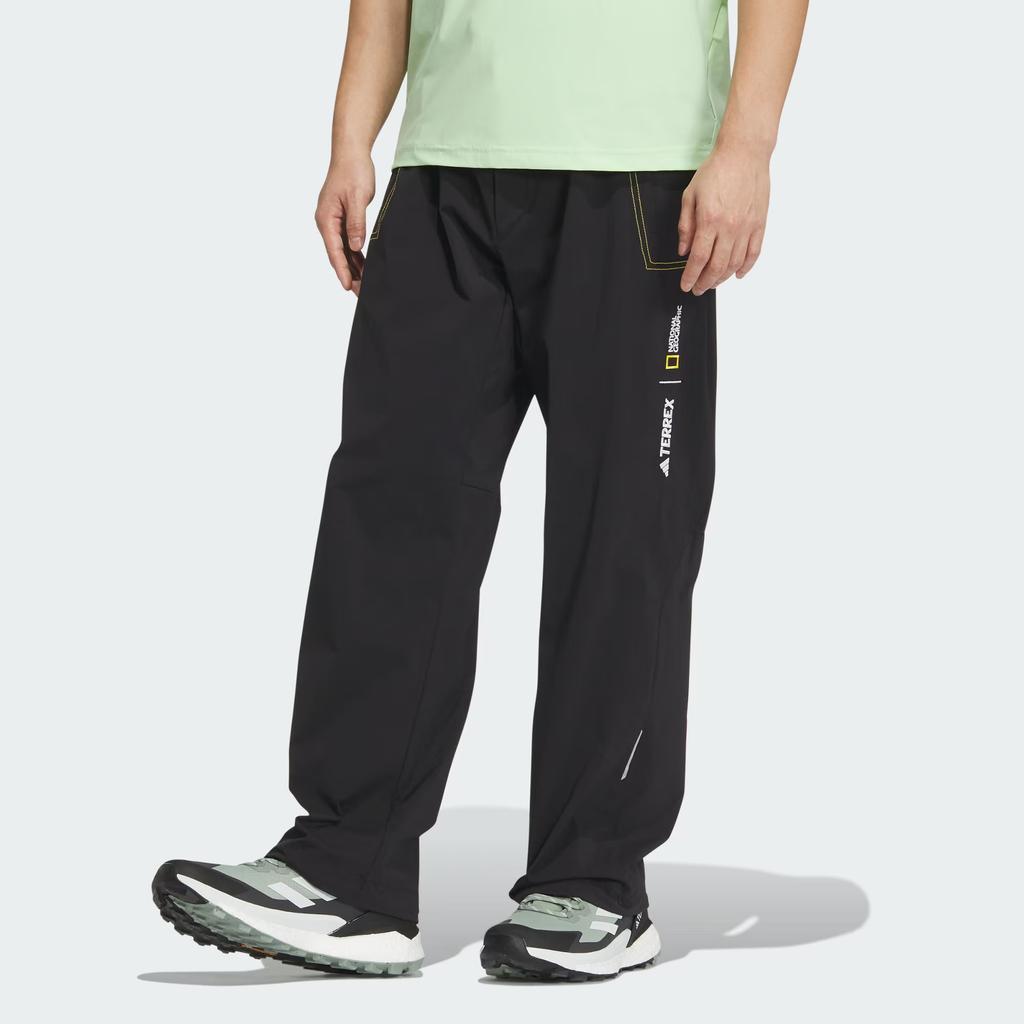 Adidas National Geographic Dwr Pants Letter Pattern Print Outdoor Hiking Knit Sports Pants Men Pants Black IS9528