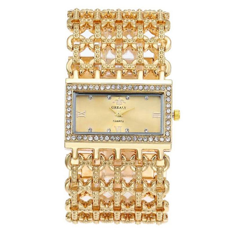 Damski Dziewczęcy Luksusowy Kryształowy Kwadratowy Cyferblat Pusta Bransoletka Mankietowa Analogowy Kwarcowy Zegarek na Rękę Moda Relogio Feminino Zegarek Bransoletka
