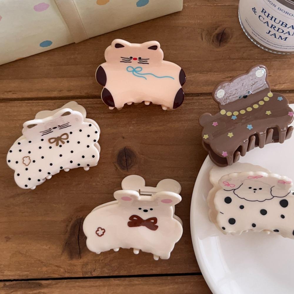 Acrylic Cartoon Animal Hair Claw Korean Style Spotted Cat Hair Clip Sweet Small Shark Clip Girls