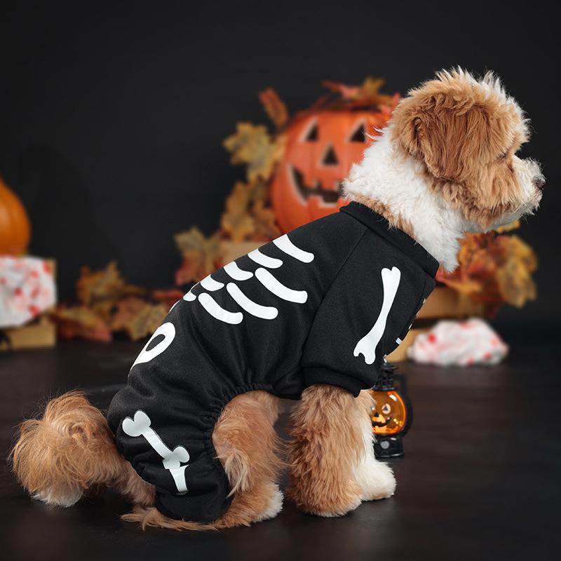Cute Pet Jumpsuit Halloween Luminous Skeleton Pet Dog Cat Costumes Creative Puppy Kitten Pet Costume Funny Pet Cosplay Props