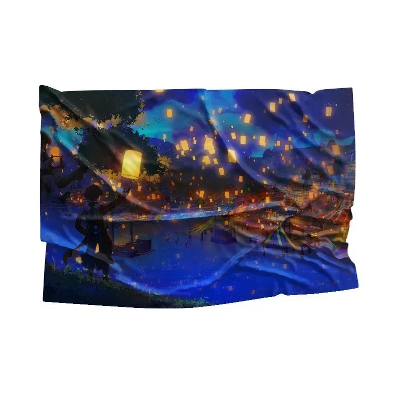 Genshin Impact Blankets Soft Upholstery Sofa Blankets Bed Blankets Gamers Chair Blankets Anime Blankets flannel custom blanket