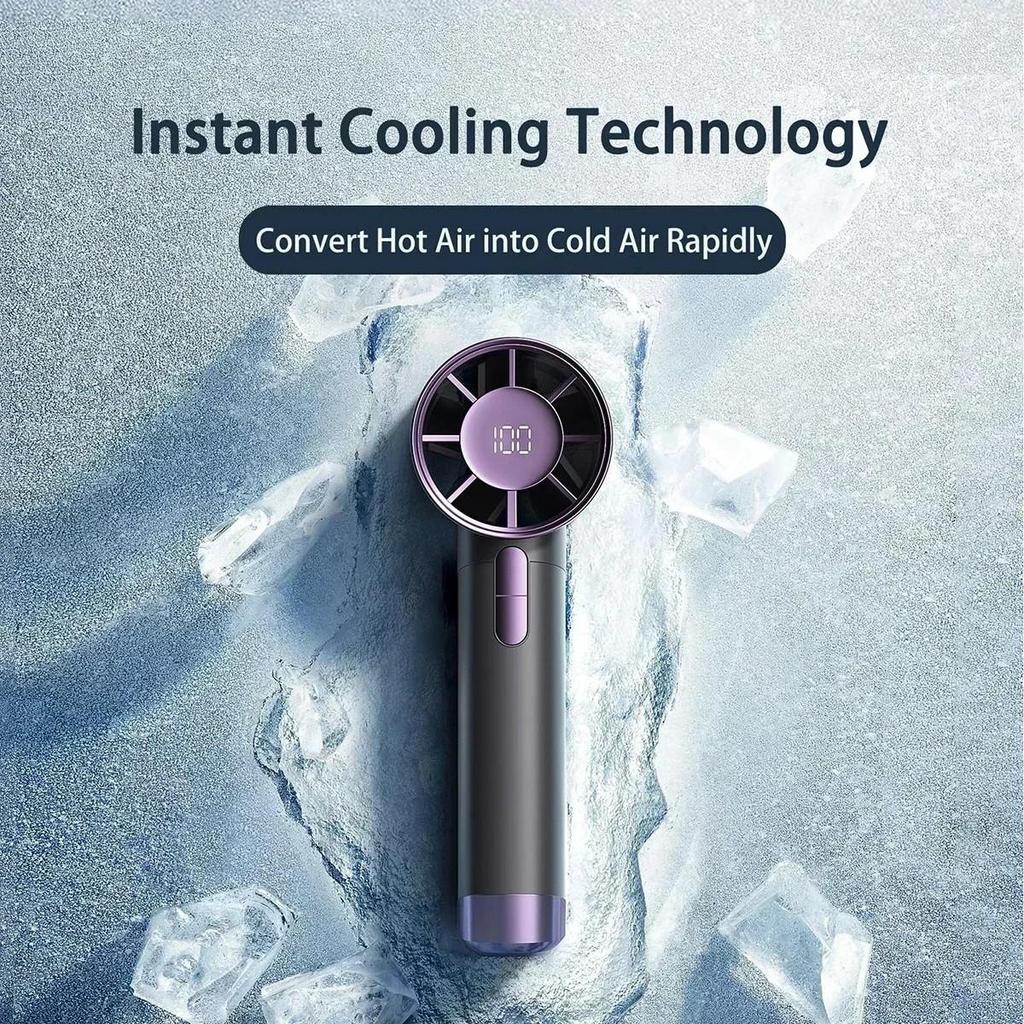 Portable Handheld Fan 1-100 Speeds Adjustable Turbo 3000mAh Battery Fans with LED Display Rechargeable Ice Cooling Personal Fan