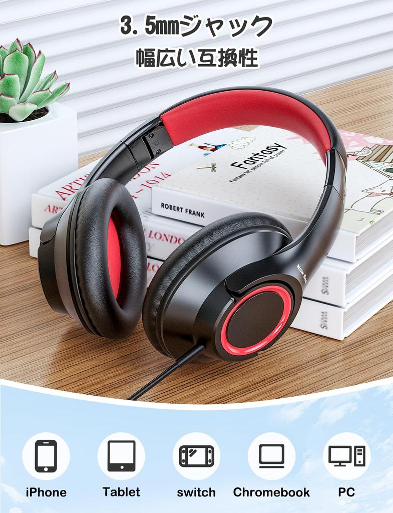KH30 Kids' Wired 3.5mm Headphones with Adjustable Volume Limit and Folding