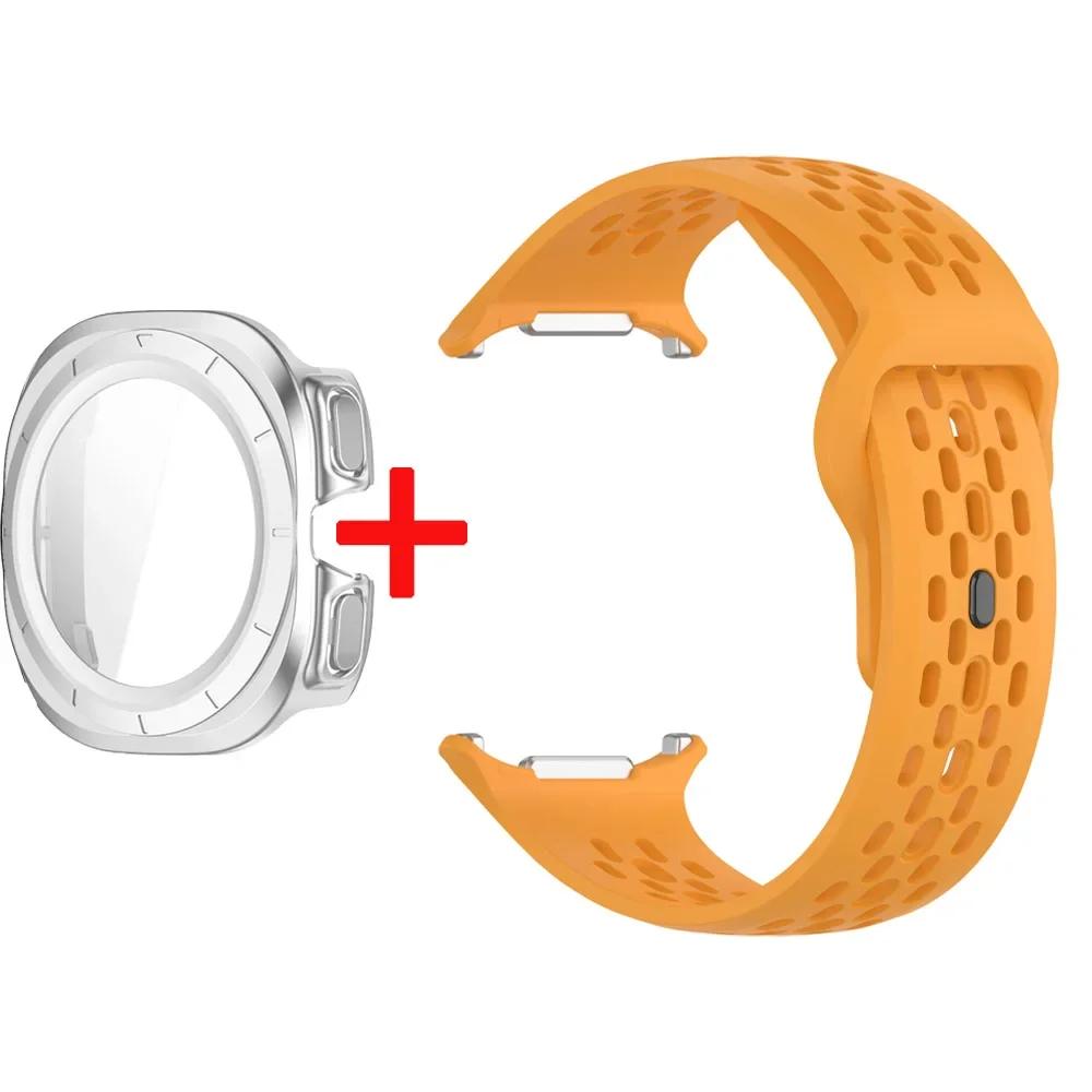 Silicone Strap+Case For Samsung Galaxy Watch Ultra 47 Sport Watchband Bracelet for Galaxy Watch Ultra Tempered Glass Cover Band