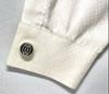 Cartier Double C Logo Pattern Cufflinks Silver 925 Black Vintage Button Style