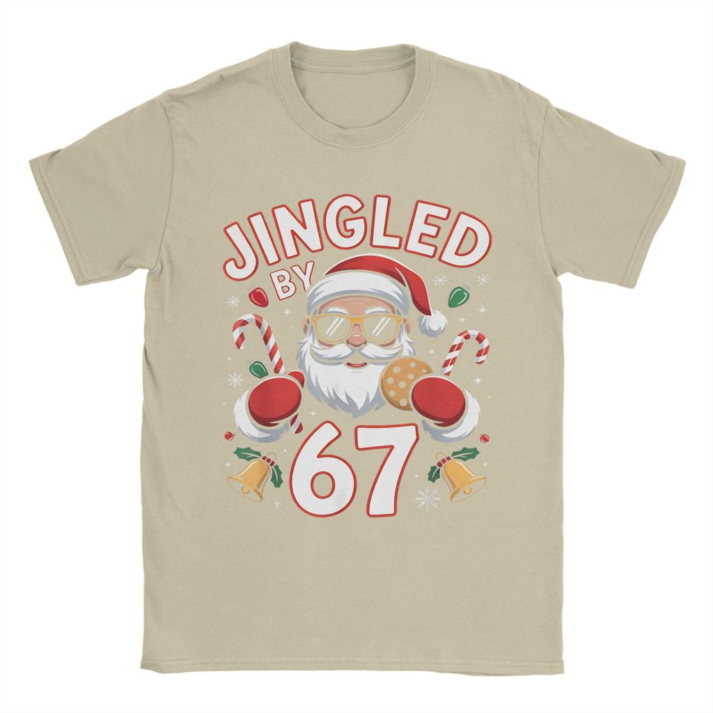 Mens Womens Jingled By 67 Six Seven Brainrot Ugly Christmas Santa  Shirt Pure Cotton New Arrival T-Shirt  Clothing Outfits