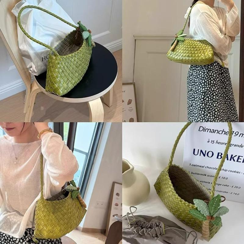 Borsa a tracolla coreana vera tessuta a mano da donna, nuova, versatile, portatile, a spalla, con lettere, borsa a mano, borsa da donna