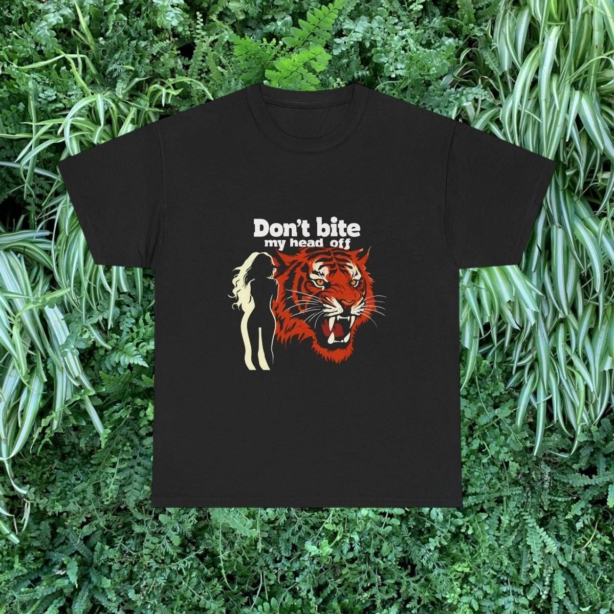 Don t Bite My Head Off Tiger Graphic Tee | Vintage Tiger and Silhouette Design L
