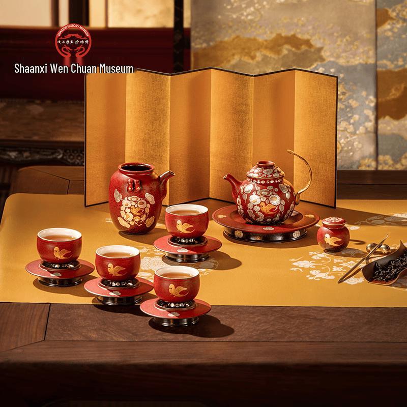 Wan Qian Tang Edenus Tang Dynasty Tea Feast 02 Lacquer Red Glaze Gongfu Tea Set