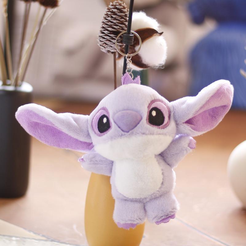 Cute Purple Alien Stitch Plush Toy Keychain With Soft Fluffy Material