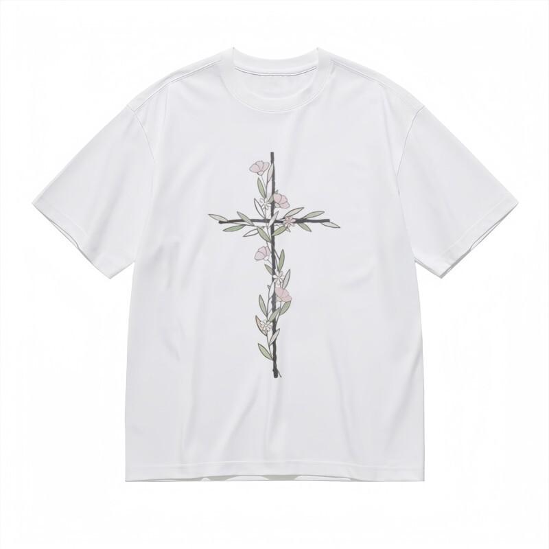 

Women s All-Season Classic T-Shirt Pink Blossom and Green Leaf Symbol Design Tee S