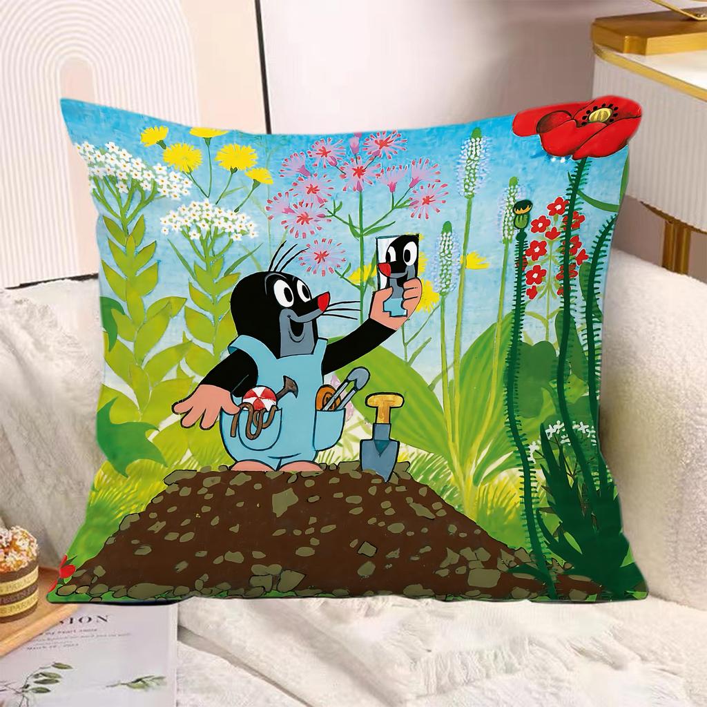 Cartoon Pillow Covers Cartoon Sofa Decorative Home Doublesided Printing Short Plush Cute Cushion The LLittle MMole Cover