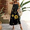 Damen ärmelloses Maxikleid mit floralem geometrischem Print, Spaghettiträger, lässiges Haus-Urlaubs-Kleid, leichtes Sommerkleid