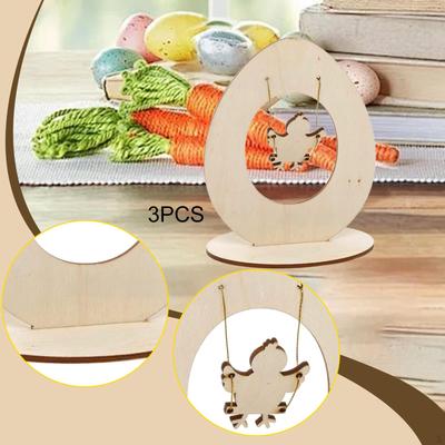 3 Pieces Egg Tabletop Sign Table Decorations Party Crafts Art Ornament Cutouts for
