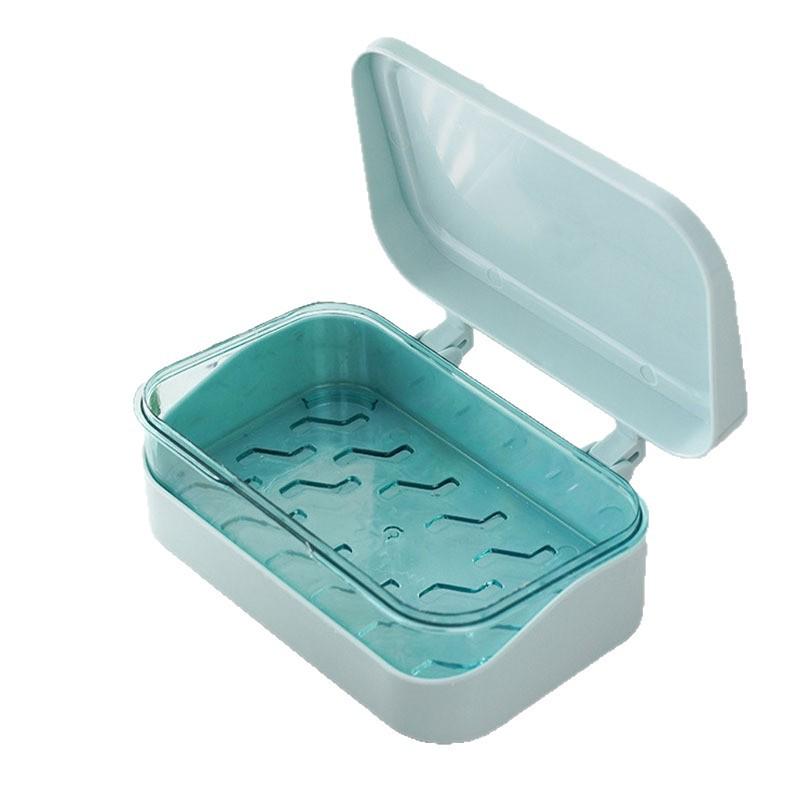 Soap Box with Double-layer Lid for Draining Water, No Need To Drill Holes, Laundry Soap and Soap Box Storage Rack