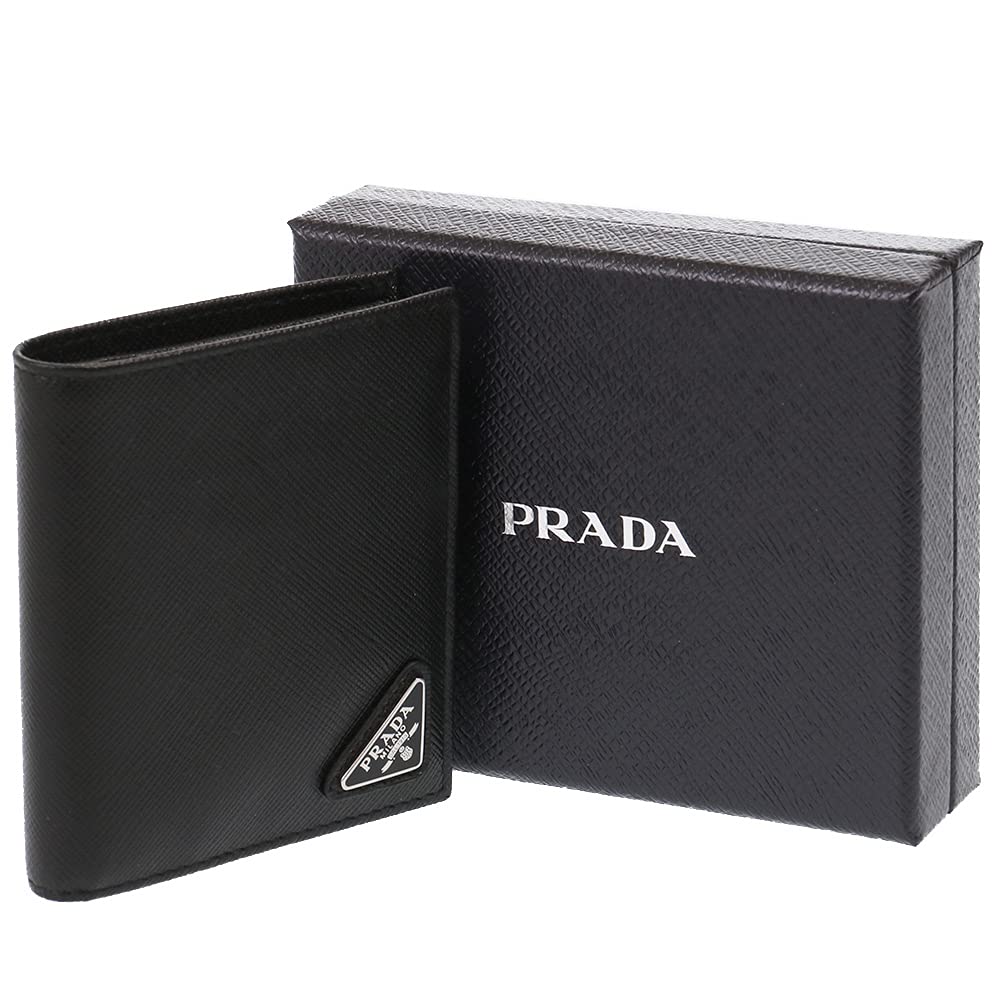 Portofel bifold din piele embosată 2MO004 QHH F0002 SAFFIANO TRIANG Negru [Prada] [Prada] Bărbați [Articol]