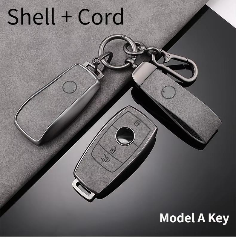 For Mercedes-Benz TPU Car Key Cover E-Class/Class E300L/C260L/A200L Car Key Decorative Leather Pattern All-Pack Protective Case