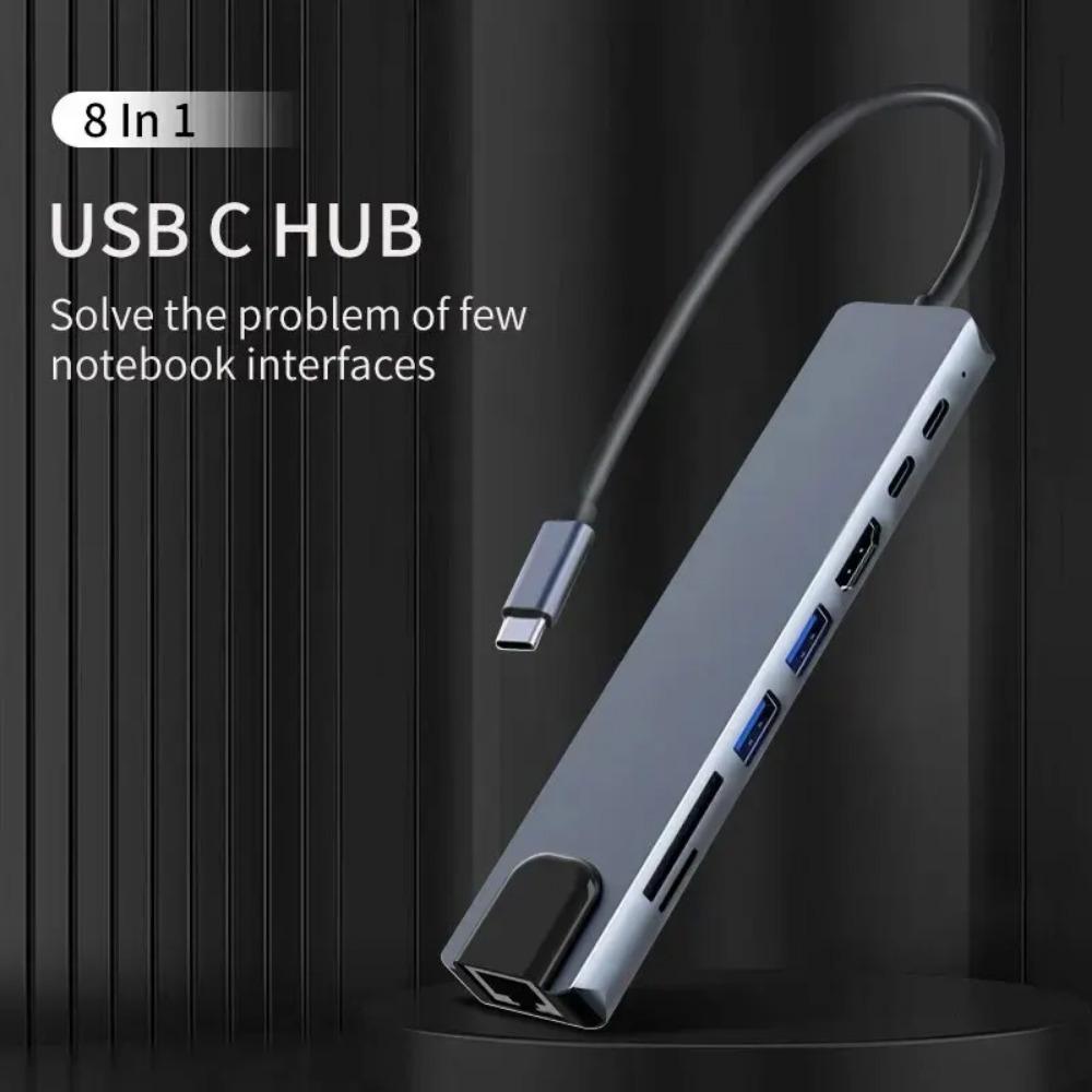 USB 8 in 1 Typ C 3 1 zu 4k HdTV Hub Adapter mit SD TF RJ45 Kartenleser PD schnelle Ladung für Macbook Notebook Computer