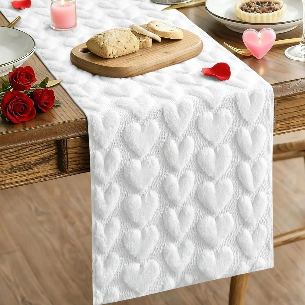 Romantic Plush Love Tablecloth Fuzzy Dining Table Runner Valentine's Table Flag  Valentine's Day