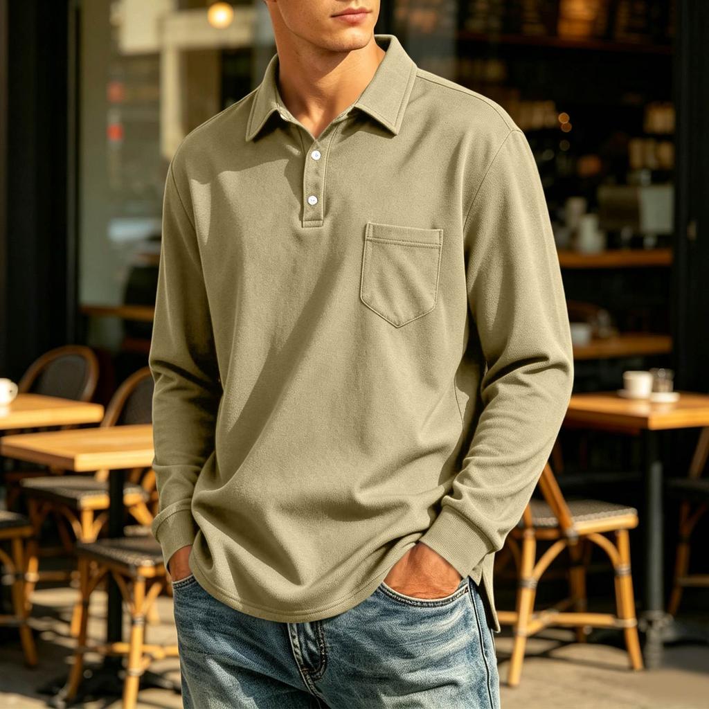 Men's Casual Long Sleeve Button-Down Shirt Lightweight Breathable
