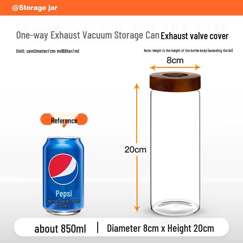 Glass Airtight Coffee Bean Jar with One-Way Vent and Wooden Lid for Food Storage and Preservation