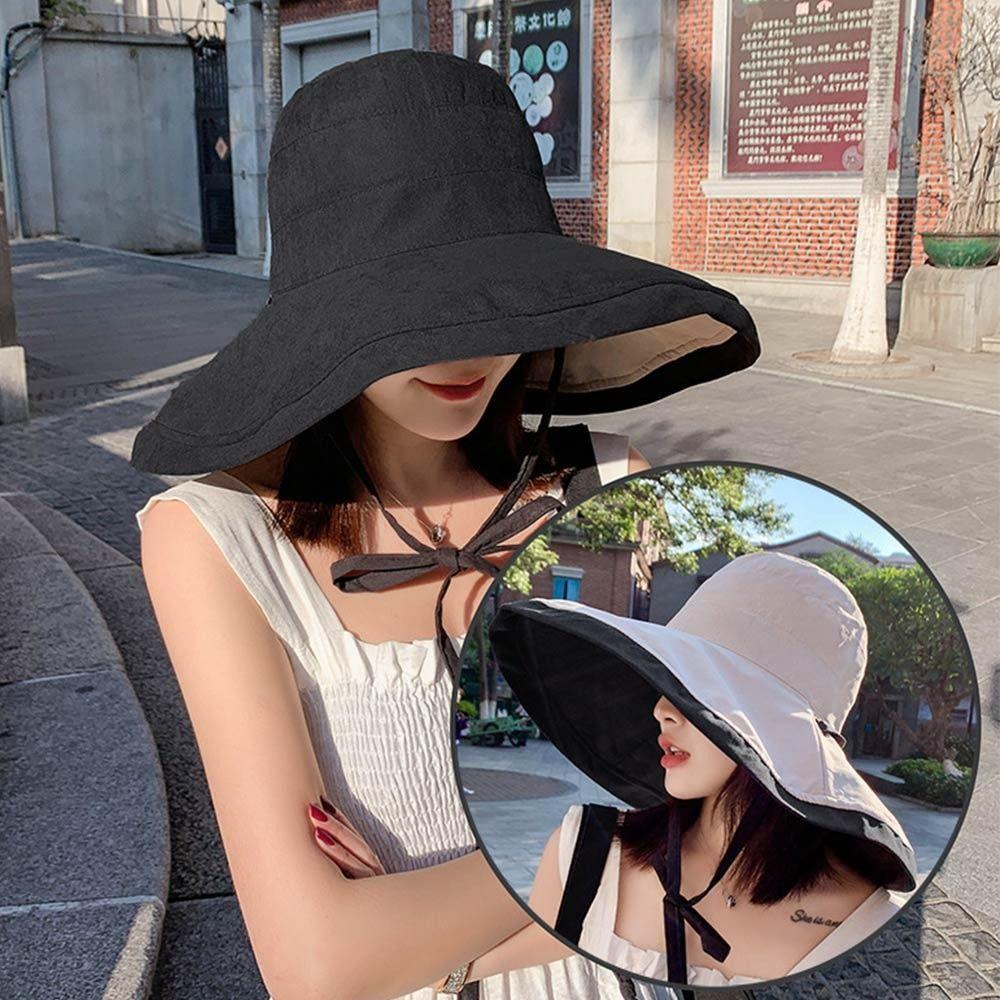 

Пляжная кепка с защитой от УФ-лучей, кепка рыбака с широкими полями, весенне-летняя панама, женская, мужская чёрный