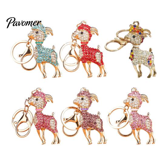 Rhinestone Goat Keychain Bling Lamb for Backpack, Metal Car Key Animal Theme Ring, Sheep Pendant Backpacks and Handbags Chain Decoration
