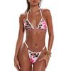 Fashion New Personalized Leopard Print Positioning Print Sexy Lace-Up Split Bikini Two-Piece Swimsuit Women