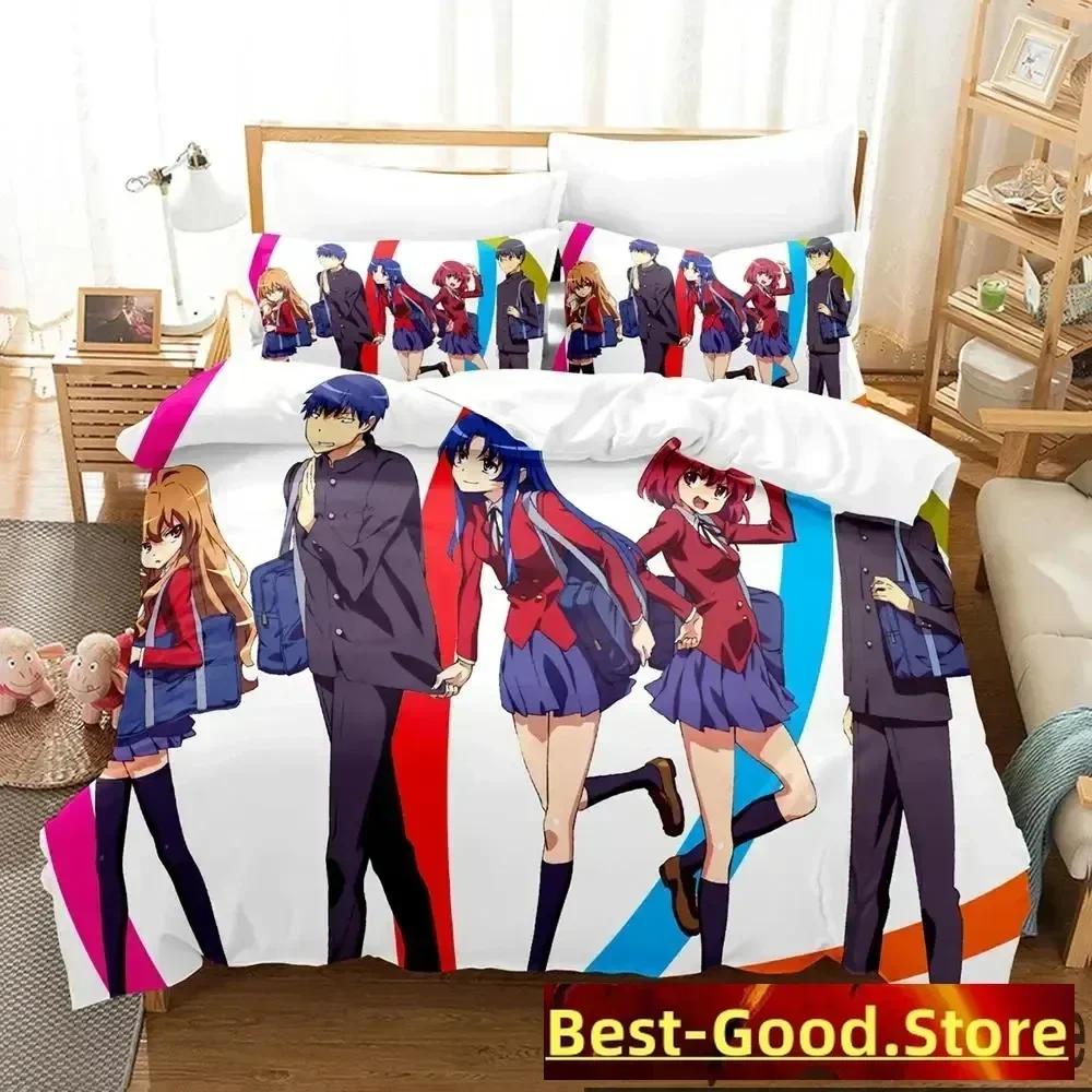 Anime Toradora TIGER DRAGON Bedding Set Duvet Cover Sheet Printed Bed Set Pillowcase Bed Full Queen King Size Comforter Bedroom