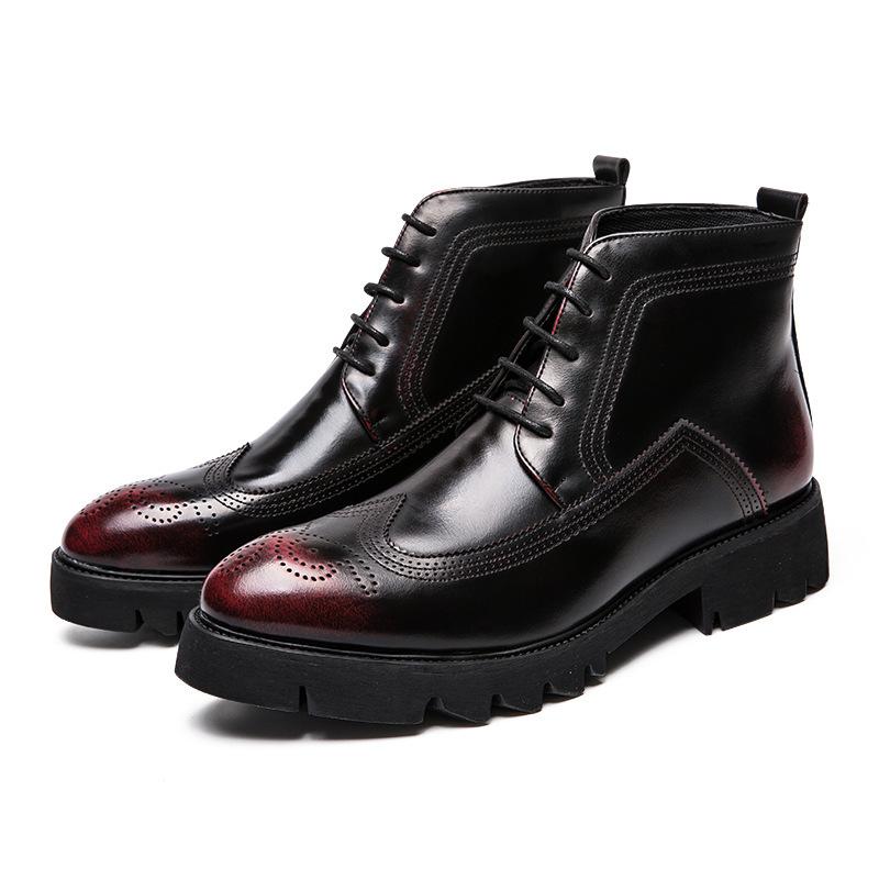 2025 new foreign trade martin boots men's short boots casual high-top leather shoes men's brock leather shoes
