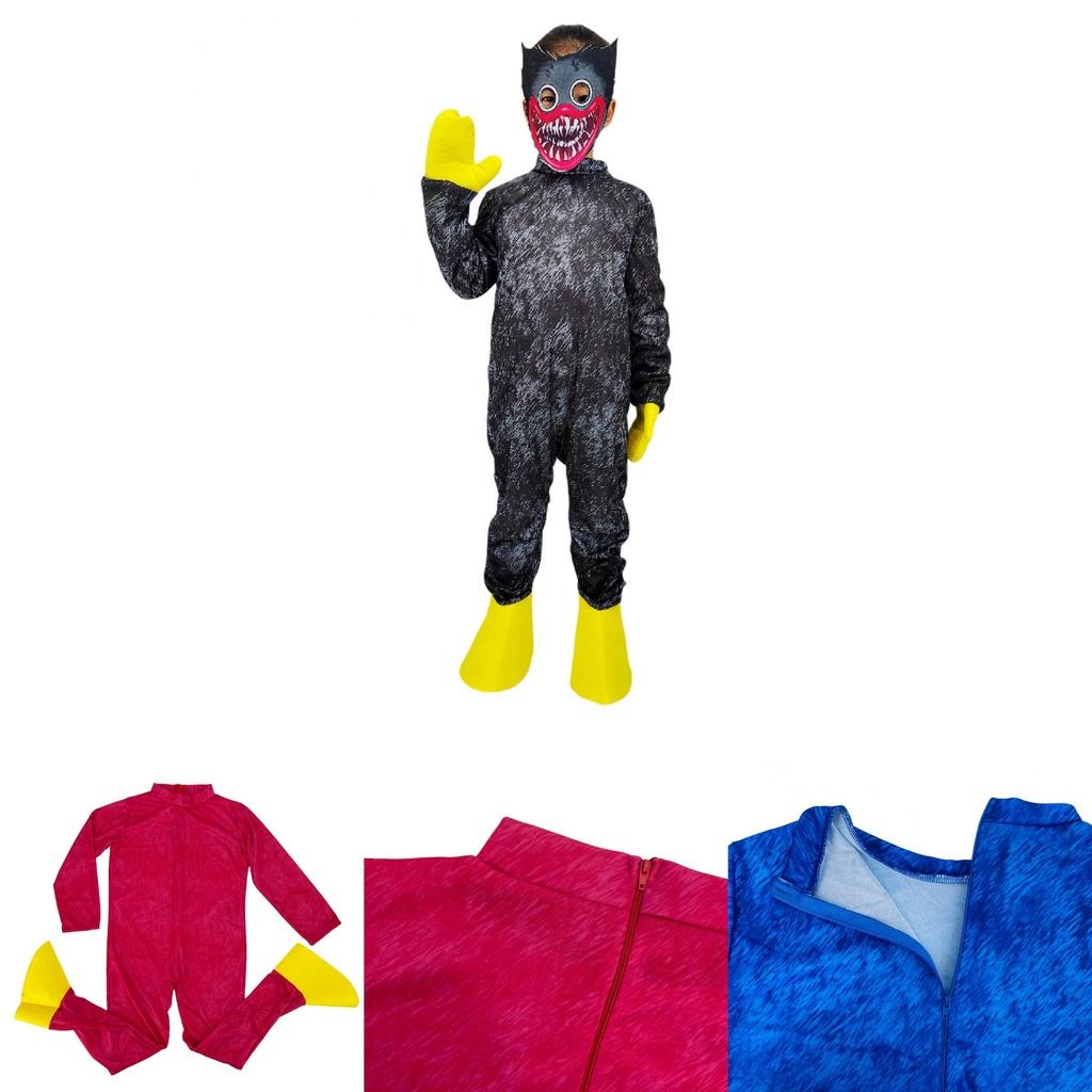 Barn Huggy Wuggy Poppy Playtime Cosplay Kostyme Bodysuit Jumpsuit Maske Hansker For Unisex