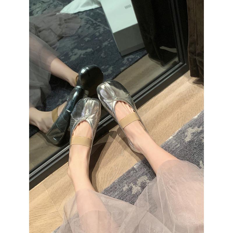 Shoes Shallow Mouth Soft Sole Sheepskin Flat Bottom with Skirt Pig's Trotters Split-toe Single Shoes