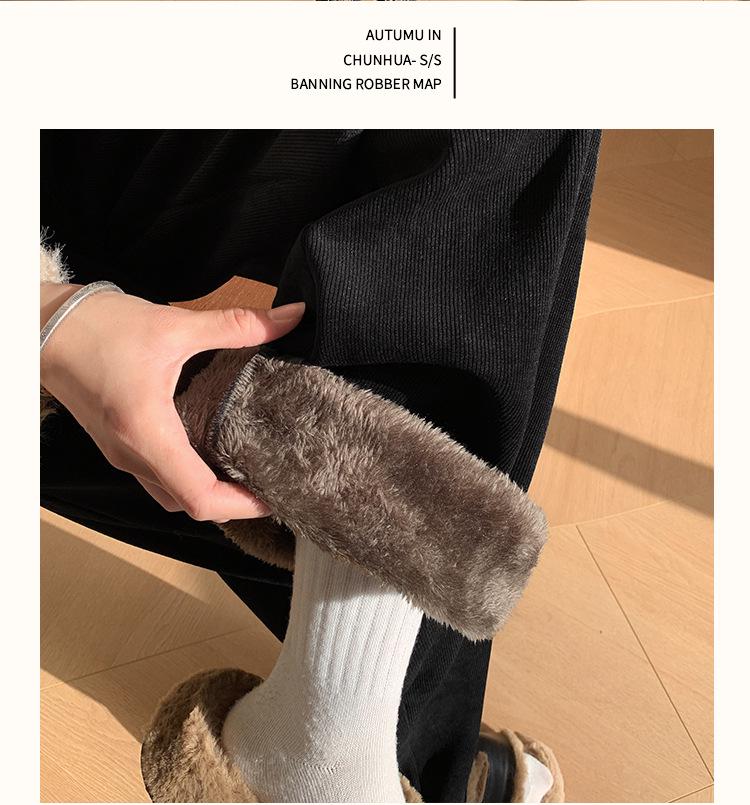 Women's Extra-Long White Lambswool Chenille Wide-Leg Knit Pants for Autumn/Winter (Tall Size 175)